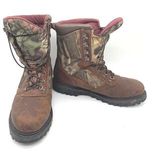 Cabela's Hunting Boots Mens 13EE Brown Camo Leather Lace Up Lug Sole 81-4056